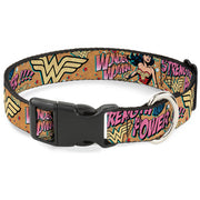 Plastic Clip Collar - Wonder Woman Strength & Power Dog Collars Plastic Clip Side Release DC Comics
