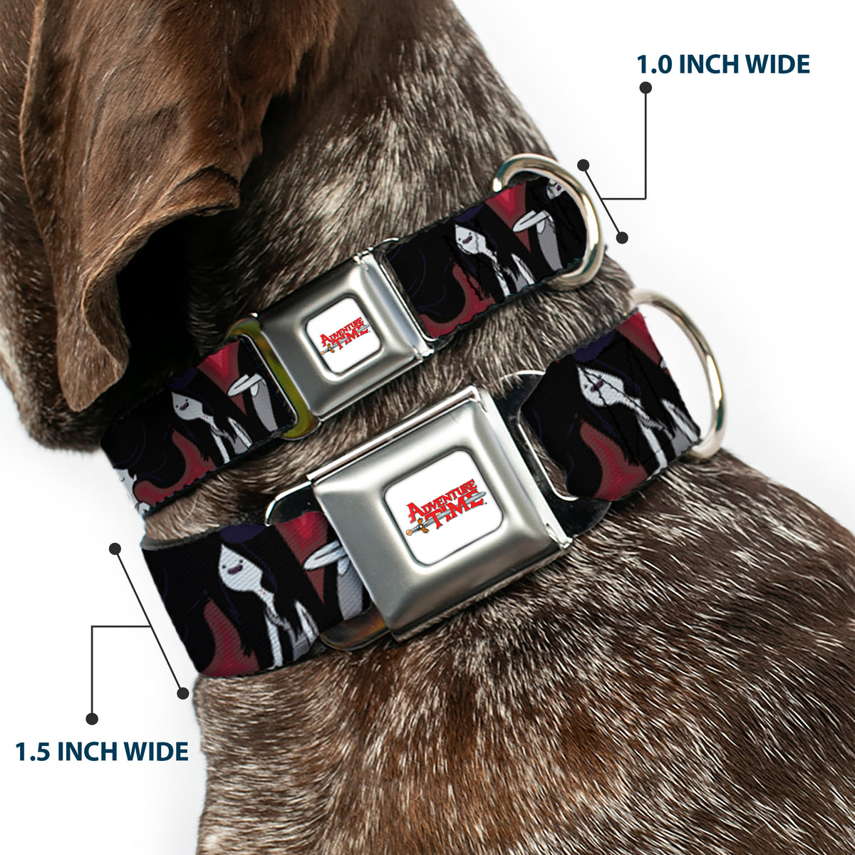 ADVENTURE TIME Title Logo Full Color White Seatbelt Buckle Collar - Adventure Time Marceline Poses Collage Reds Dog Collars Seatbelt Buckle Adventure Time