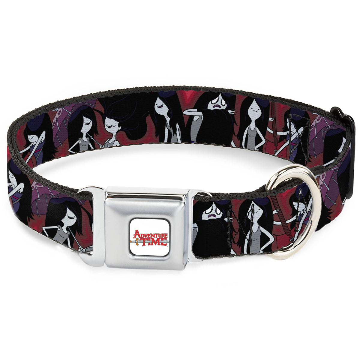 ADVENTURE TIME Title Logo Full Color White Seatbelt Buckle Collar - Adventure Time Marceline Poses Collage Reds Dog Collars Seatbelt Buckle Adventure Time