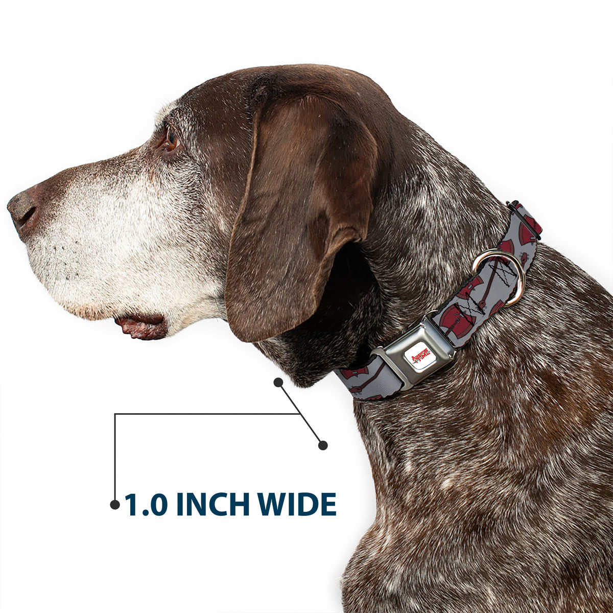 ADVENTURE TIME Title Logo Full Color White Seatbelt Buckle Collar - Adventure Time Marceline's Axe Bass Guitar Scattered Gray Dog Collars Seatbelt Buckle Adventure Time