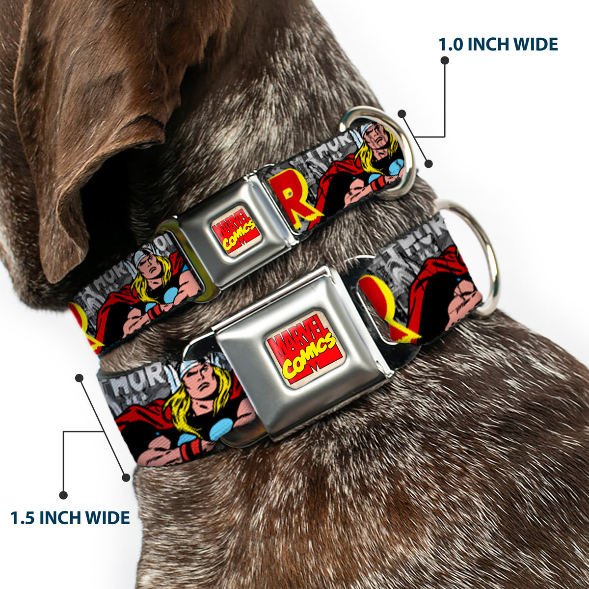 Marvel Comics Seatbelt Buckle Collar - THE MIGHTY THOR Action Poses Dog Collars Seatbelt Buckle Marvel Comics