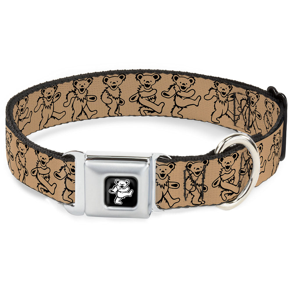 Grateful Dead Bear Seatbelt Buckle Collar - Dancing Bears Tan/Black Dog Collars Seatbelt Buckle Grateful Dead