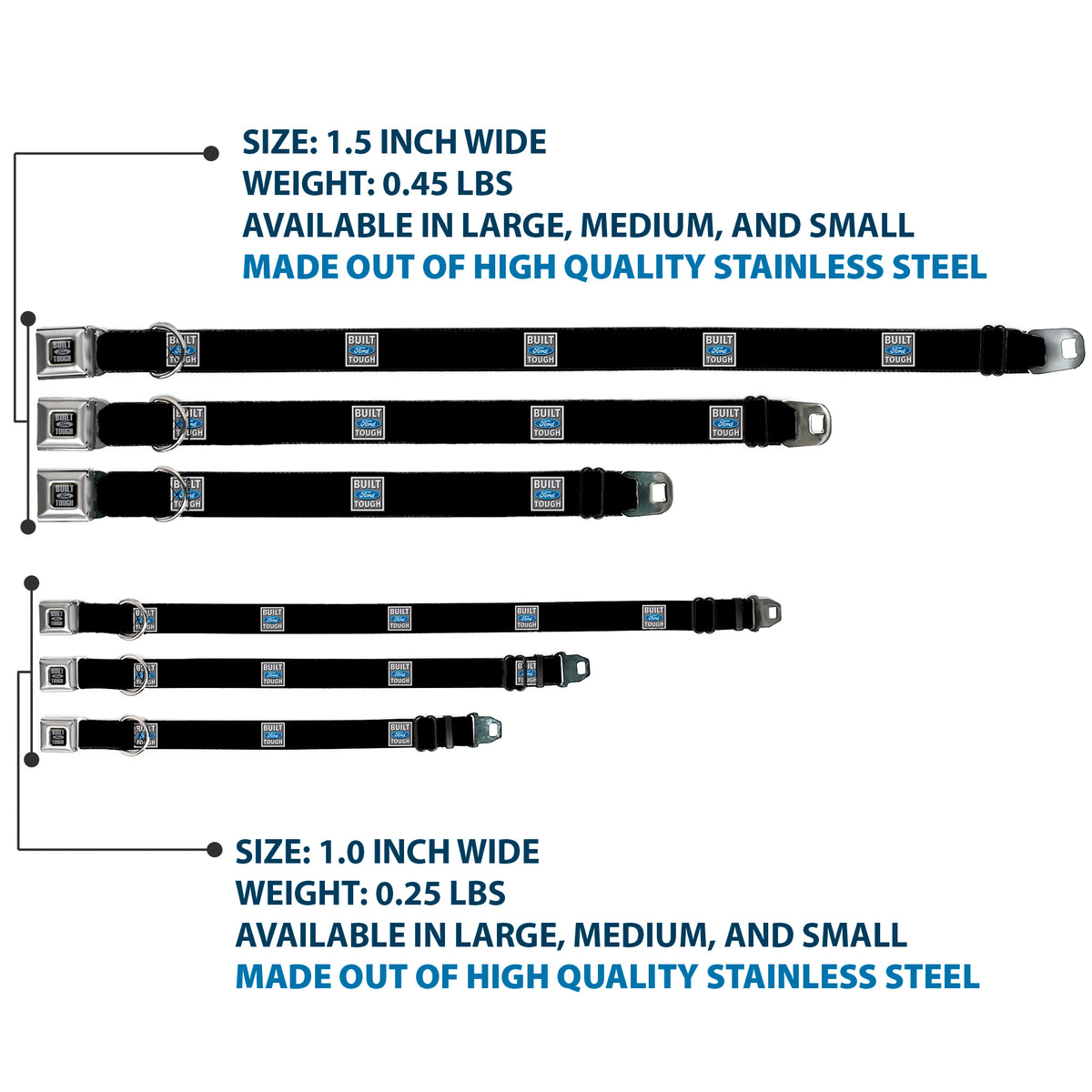 Built Ford Tough Seatbelt Buckle Collar - Built Ford Tough Logo REPEAT Dog Collars Seatbelt Buckle Ford