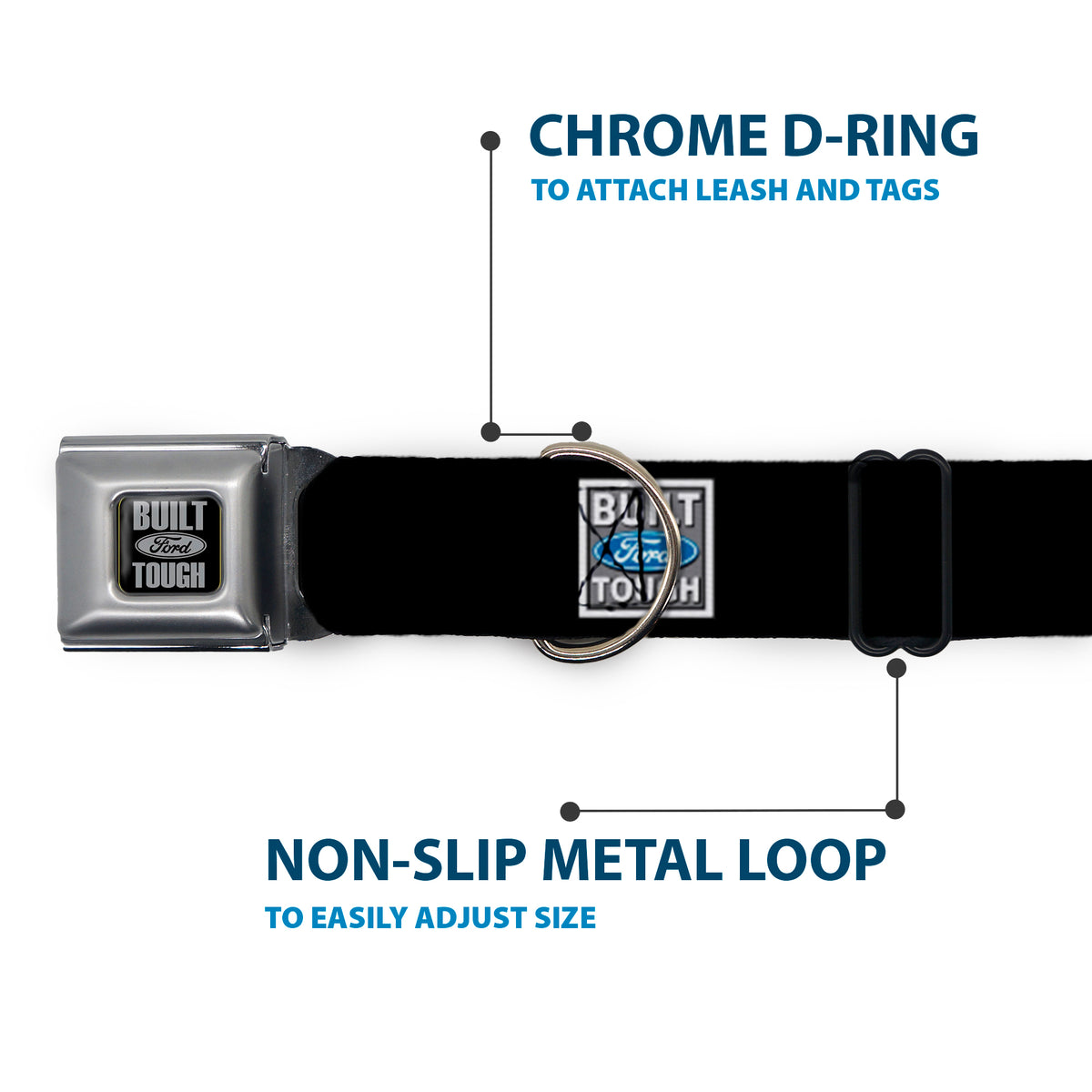 Built Ford Tough Seatbelt Buckle Collar - Built Ford Tough Logo REPEAT Dog Collars Seatbelt Buckle Ford