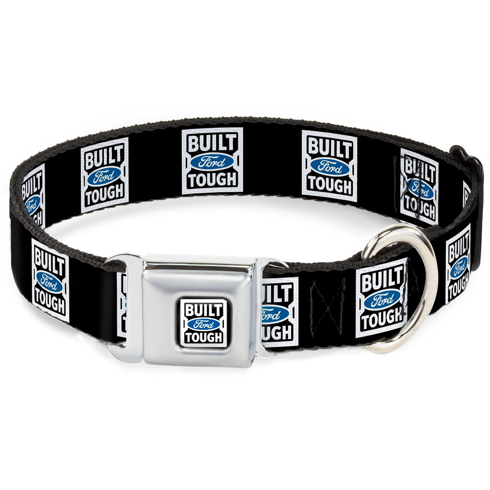 BUILT FORD TOUGH Logo2 Full Color Black White Blue Seatbelt Buckle Collar - BUILT FORD TOUGH Logo2 Black/White/Blue Dog Collars Seatbelt Buckle Ford
