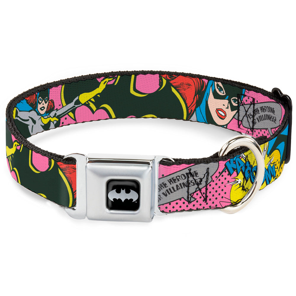 Batman Black/Silver Seatbelt Buckle Collar - BATGIRL-IS SHE HERO OR VILLAIN? w/Batgirl in Action Dog Collars Seatbelt Buckle DC Comics