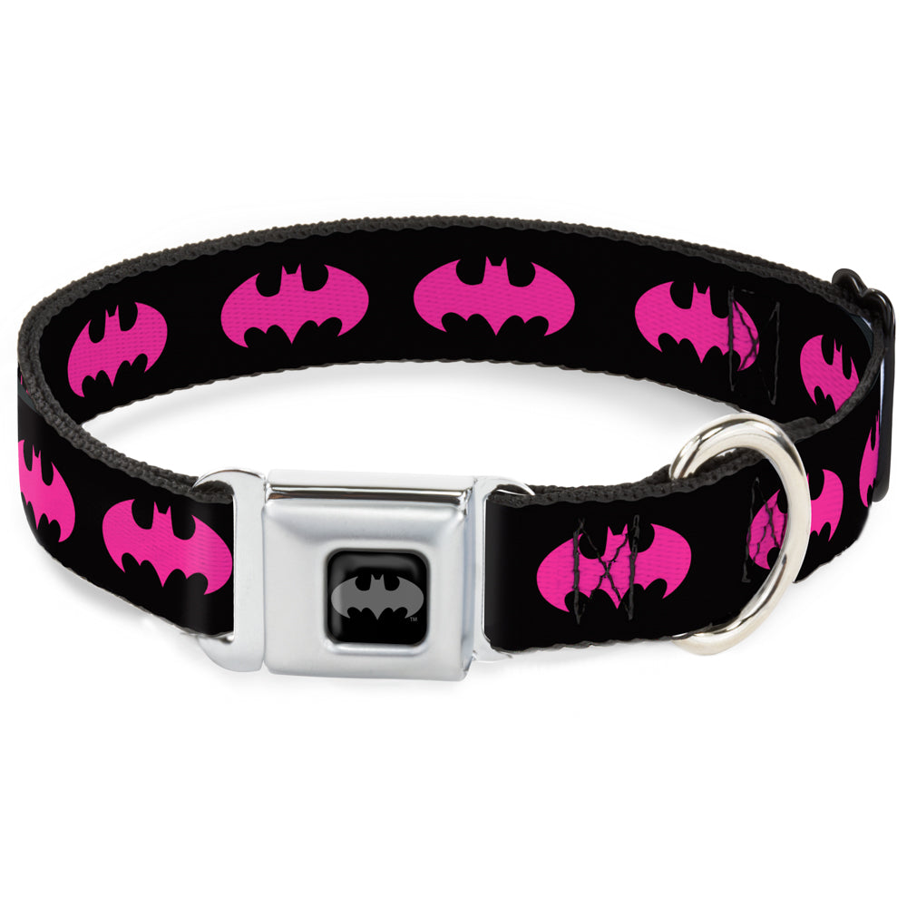 Batman Black Silver Seatbelt Buckle Collar - Batman Signal Black/Fuchsia Dog Collars Seatbelt Buckle DC Comics