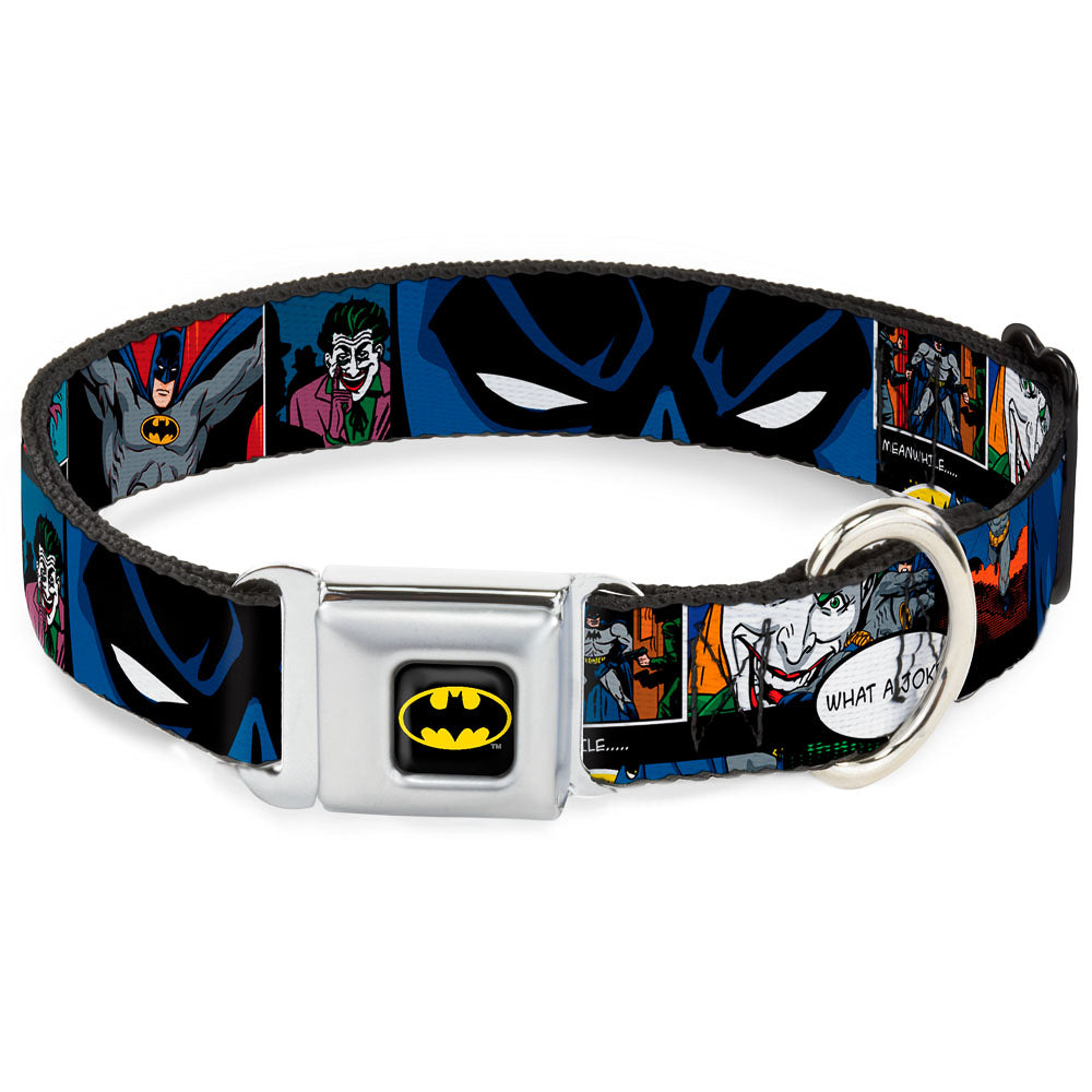 Batman Full Color Black Yellow Seatbelt Buckle Collar - Batman & Joker Comic Strip Dog Collars Seatbelt Buckle DC Comics