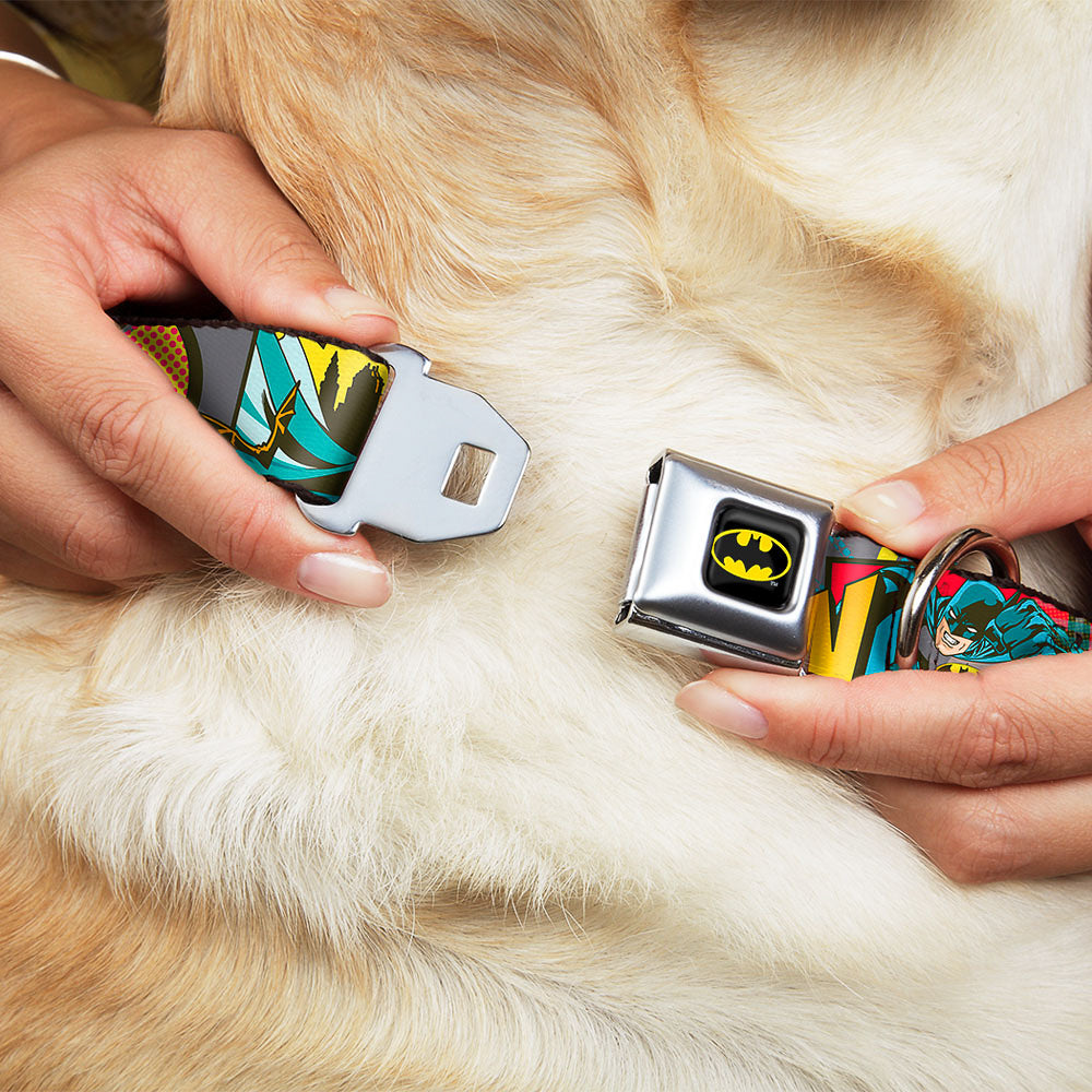 Batman Full Color Black Yellow Seatbelt Buckle Collar - Batman Dark Knight Dog Collars Seatbelt Buckle DC Comics