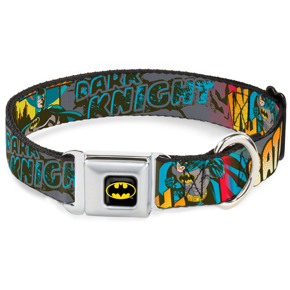 Batman Full Color Black Yellow Seatbelt Buckle Collar - Batman Dark Knight Dog Collars Seatbelt Buckle DC Comics