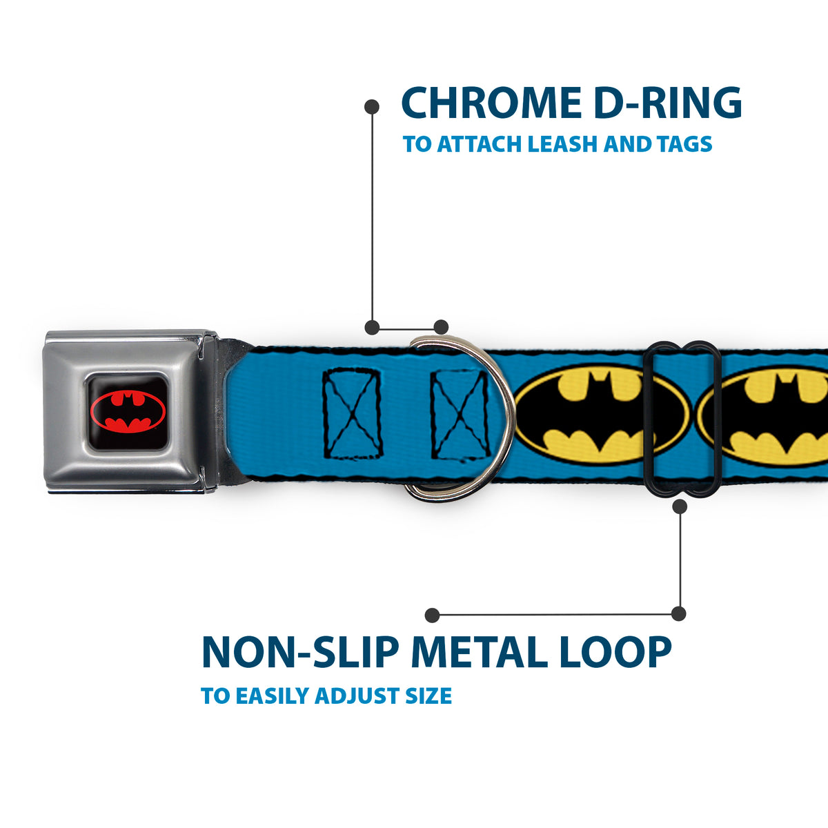 Batman Full Color Black Yellow Seatbelt Buckle Collar - Bat Signal-3 Blue/Black/Yellow Dog Collars Seatbelt Buckle DC Comics