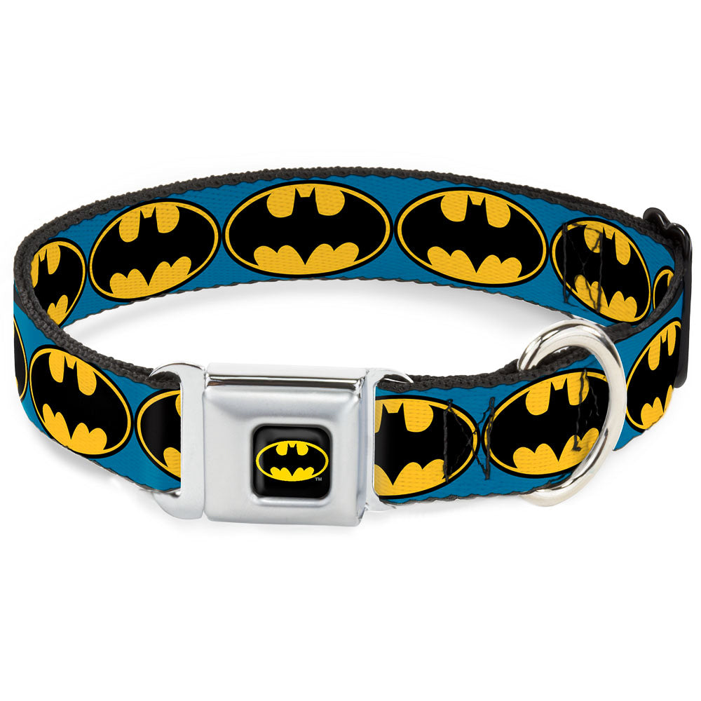 Batman Full Color Black Yellow Seatbelt Buckle Collar - Bat Signal-3 Blue/Black/Yellow Dog Collars Seatbelt Buckle DC Comics