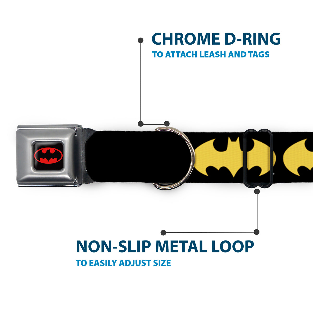 Batman Full Color Black Yellow Seatbelt Buckle Collar - Bat Signal-1 Black/Yellow Dog Collars Seatbelt Buckle DC Comics