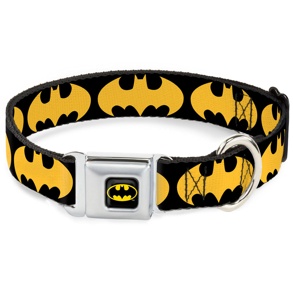 Batman Full Color Black Yellow Seatbelt Buckle Collar - Bat Signal-1 Black/Yellow Dog Collars Seatbelt Buckle DC Comics