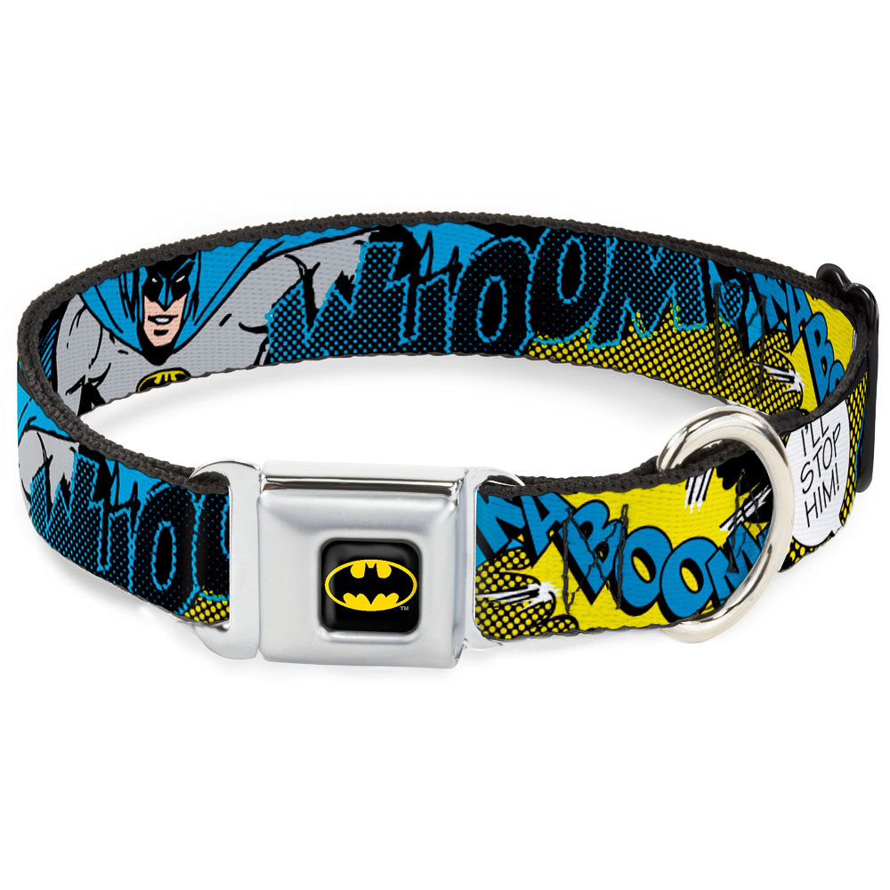 Batman Full Color Black Yellow Seatbelt Buckle Collar - Batman Scene1 Dog Collars Seatbelt Buckle DC Comics