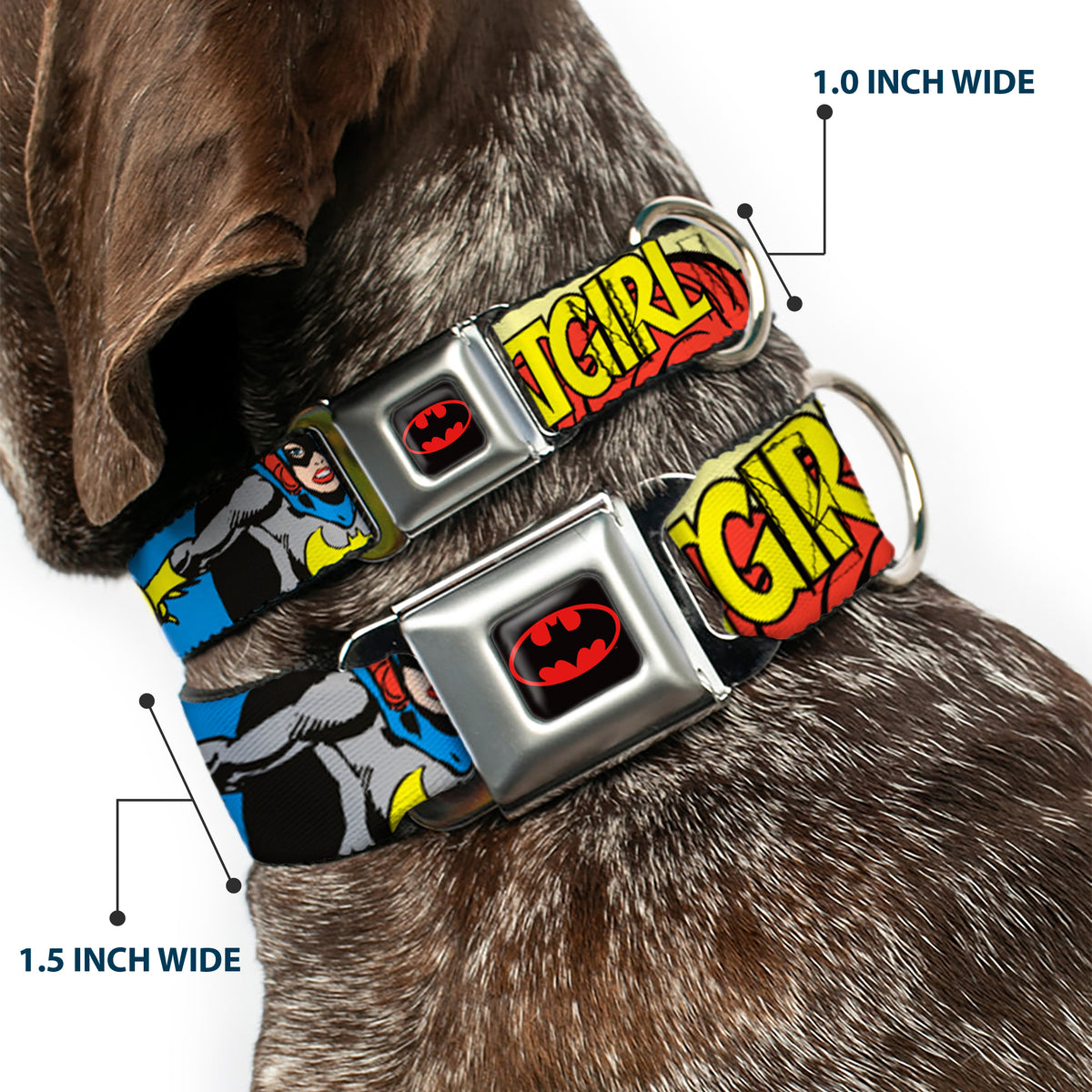 Batman Full Color Black Yellow Seatbelt Buckle Collar - BATGIRL in Action w/Face CLOSE-UP Dog Collars Seatbelt Buckle DC Comics