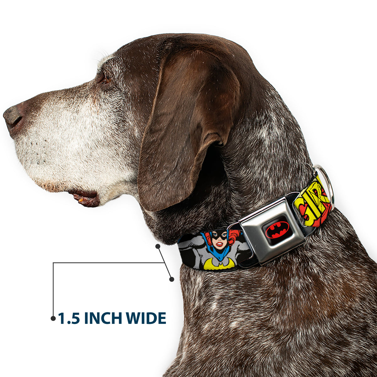 Batman Full Color Black Yellow Seatbelt Buckle Collar - BATGIRL in Action w/Face CLOSE-UP Dog Collars Seatbelt Buckle DC Comics