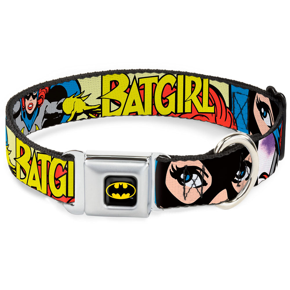 Batman Full Color Black Yellow Seatbelt Buckle Collar - BATGIRL in Action w/Face CLOSE-UP Dog Collars Seatbelt Buckle DC Comics