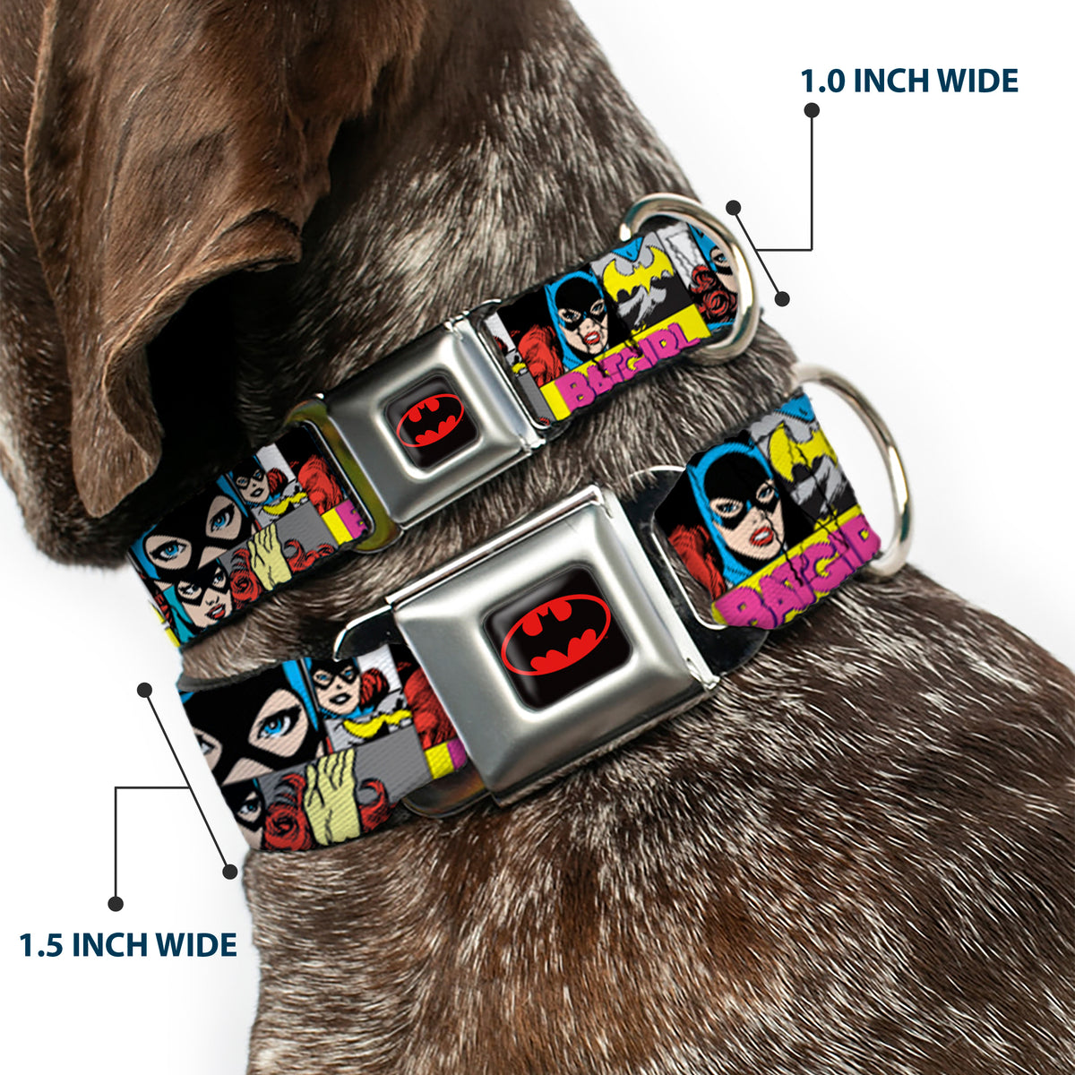Batman Full Color Black Yellow Seatbelt Buckle Collar - BATGIRL Panels Yellow/Pink Dog Collars Seatbelt Buckle DC Comics