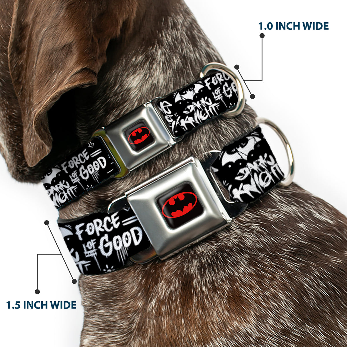 Batman Black/Yellow Seatbelt Buckle Collar - Batman Gotham City Graffiti Collage Black/White Dog Collars Seatbelt Buckle DC Comics