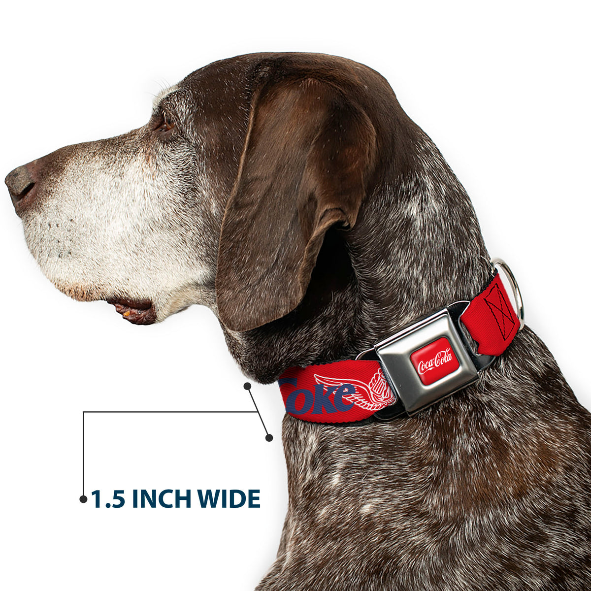 COCA-COLA Script Logo Full Color Red/White Seatbelt Buckle Collar - COCA-COLA ENJOY COKE Bottle in Hand Wings Logo Red/White/Blue Dog Collars Seatbelt Buckle Coca-Cola