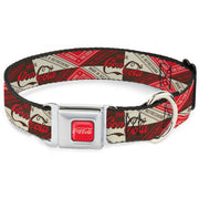 DRINK COCA-COLA Logo Full Color Red/White Seatbelt Buckle Collar - DRINK COCA-COLA Coke Diamond Blocks Red/Brown/Beige Dog Collars Seatbelt Buckle Coca-Cola