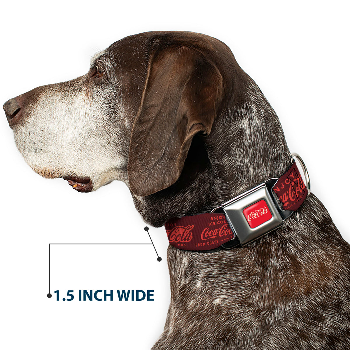 DRINK COCA-COLA Logo Full Color Red/White Seatbelt Buckle Collar - ENJOY COCA-COLA Logos Brown/Red Dog Collars Seatbelt Buckle Coca-Cola