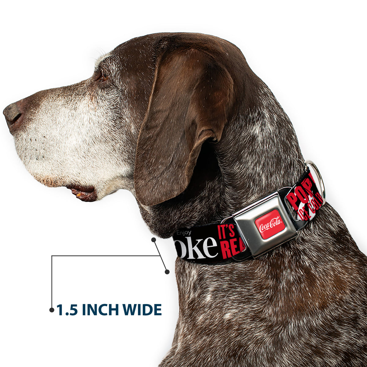 COCA-COLA Script Logo Full Color Red/White Seatbelt Buckle Collar - Coca-Cola ENJOY COKE IT'S THE REAL THING Kiss Black/White/Red Dog Collars Seatbelt Buckle Coca-Cola