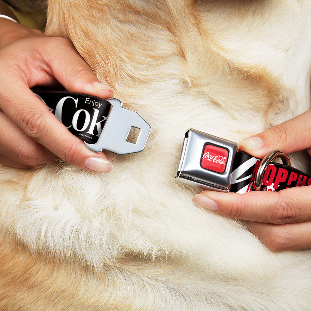 COCA-COLA Script Logo Full Color Red/White Seatbelt Buckle Collar - Coca-Cola ENJOY COKE IT'S THE REAL THING Kiss Black/White/Red Dog Collars Seatbelt Buckle Coca-Cola