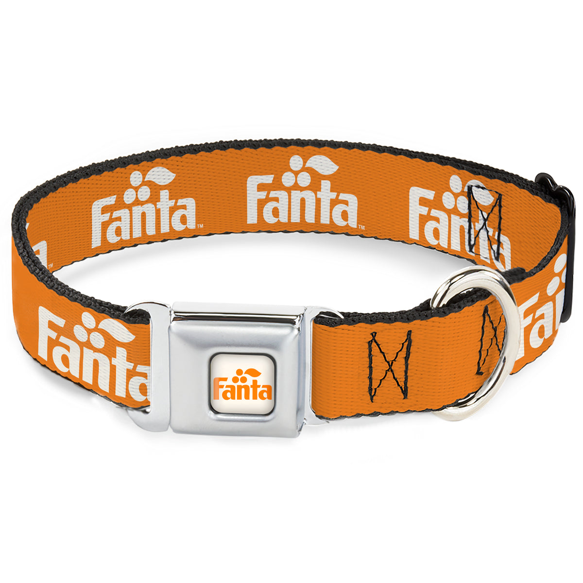 Vintage Orange FANTA Logo Full Color White/Orange Seatbelt Buckle Collar - Vintage Orange FANTA Logo Orange/White Dog Collars Seatbelt Buckle Coca-Cola