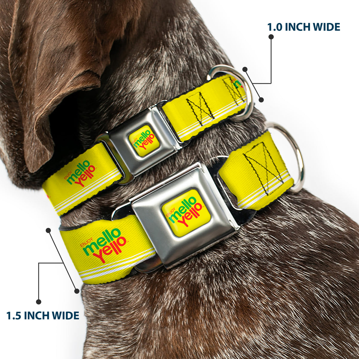 ENJOY MELLO YELLO Logo Full Color Yellow/Red/Green Seatbelt Buckle Collar - ENJOY MELLO YELLO Logo Yellow/Red/Green Dog Collars Seatbelt Buckle Coca-Cola