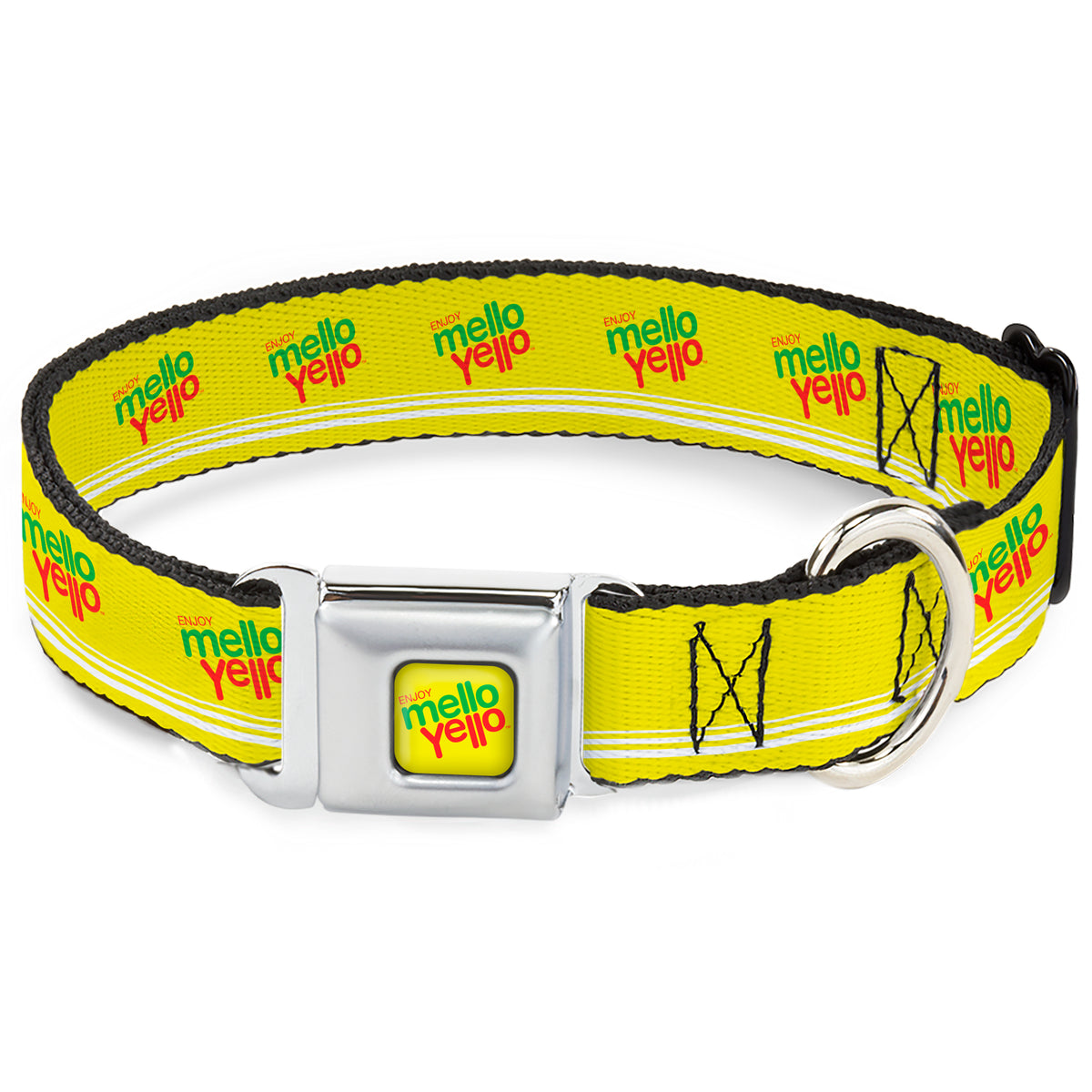 ENJOY MELLO YELLO Logo Full Color Yellow/Red/Green Seatbelt Buckle Collar - ENJOY MELLO YELLO Logo Yellow/Red/Green Dog Collars Seatbelt Buckle Coca-Cola