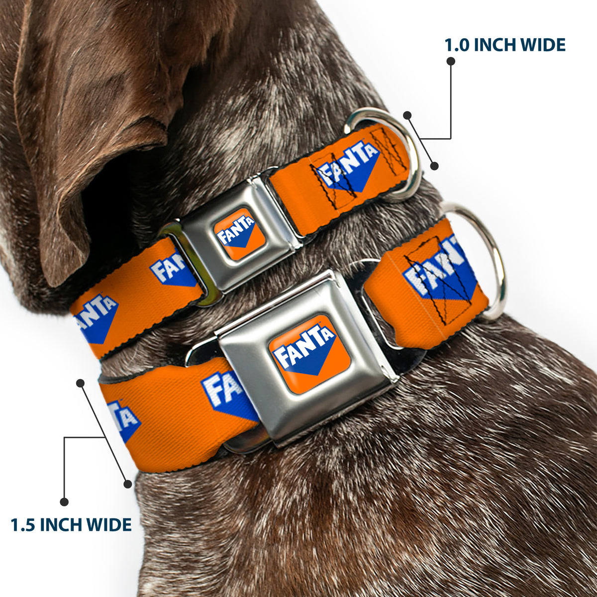 FANTA Logo Full Color Orange/Blue/White Seatbelt Buckle Collar - FANTA Logo Orange/Blue/White Dog Collars Seatbelt Buckle Coca-Cola