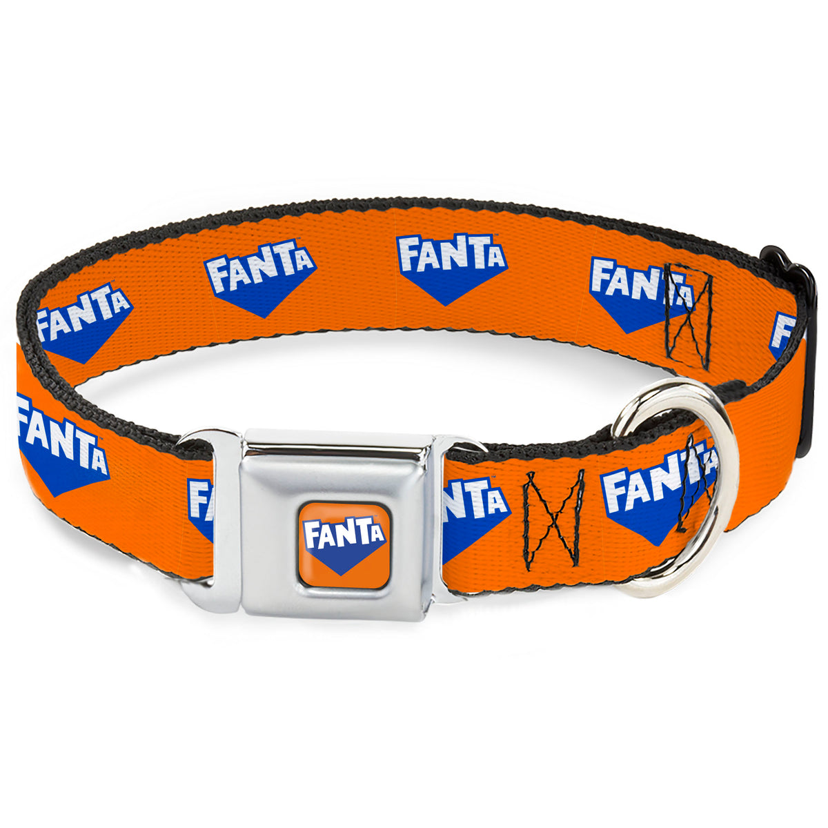 FANTA Logo Full Color Orange/Blue/White Seatbelt Buckle Collar - FANTA Logo Orange/Blue/White Dog Collars Seatbelt Buckle Coca-Cola