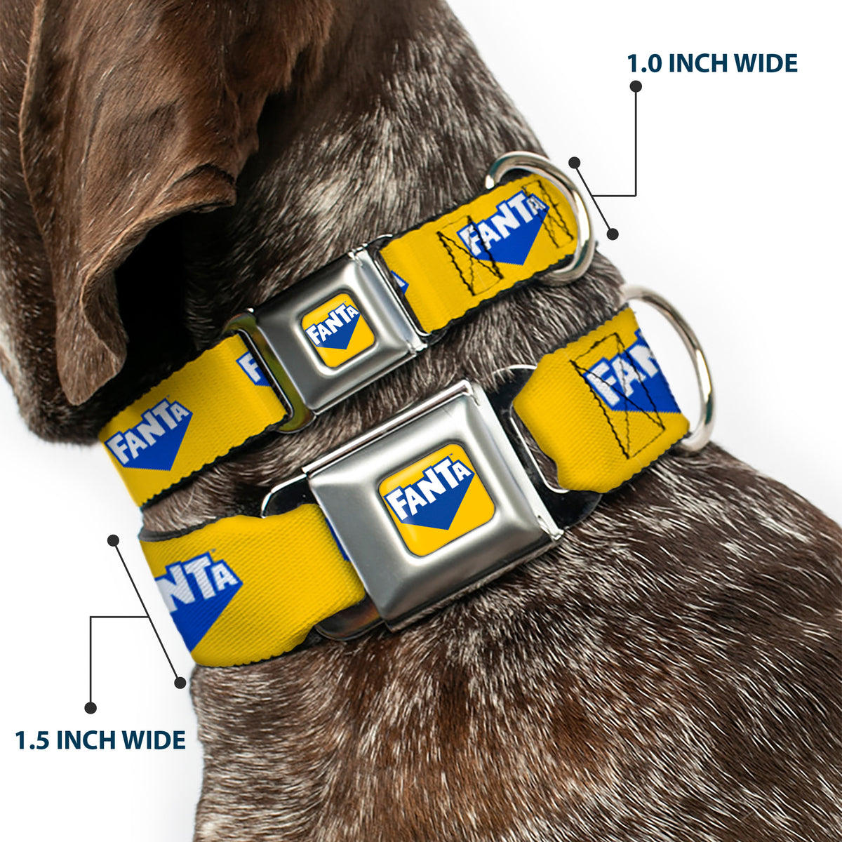 FANTA Logo Full Color Pineapple Yellow/Blue/White Seatbelt Buckle Collar - FANTA Logo Pineapple Yellow/Blue/White Dog Collars Seatbelt Buckle Coca-Cola