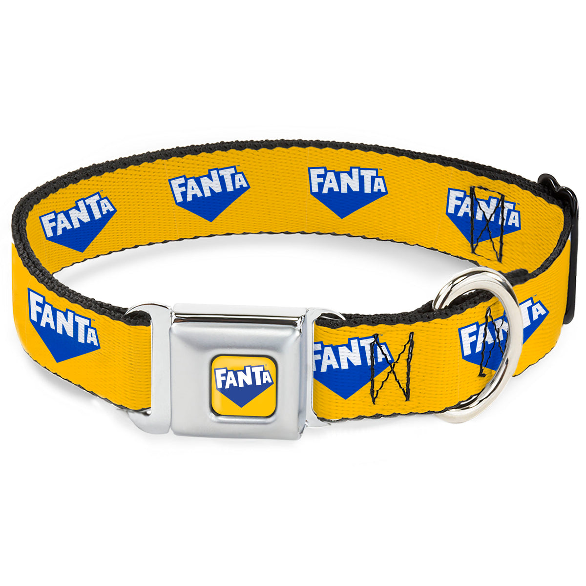 FANTA Logo Full Color Pineapple Yellow/Blue/White Seatbelt Buckle Collar - FANTA Logo Pineapple Yellow/Blue/White Dog Collars Seatbelt Buckle Coca-Cola