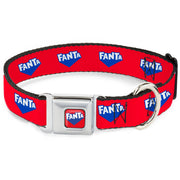 FANTA Logo Full Color Strawberry Red/Blue/White Seatbelt Buckle Collar - FANTA Logo Strawberry Red/Blue/White Dog Collars Seatbelt Buckle Coca-Cola