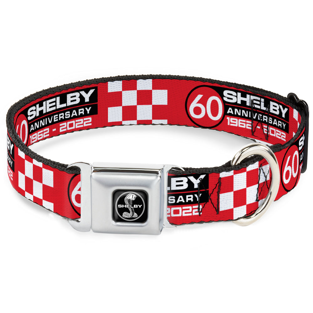 SHELBY Tiffany Split Full Color Black/White Seatbelt Buckle Collar - SHELBY 60th ANNIVERSARY Checker Red/Black/White Dog Collars Seatbelt Buckle Shelby