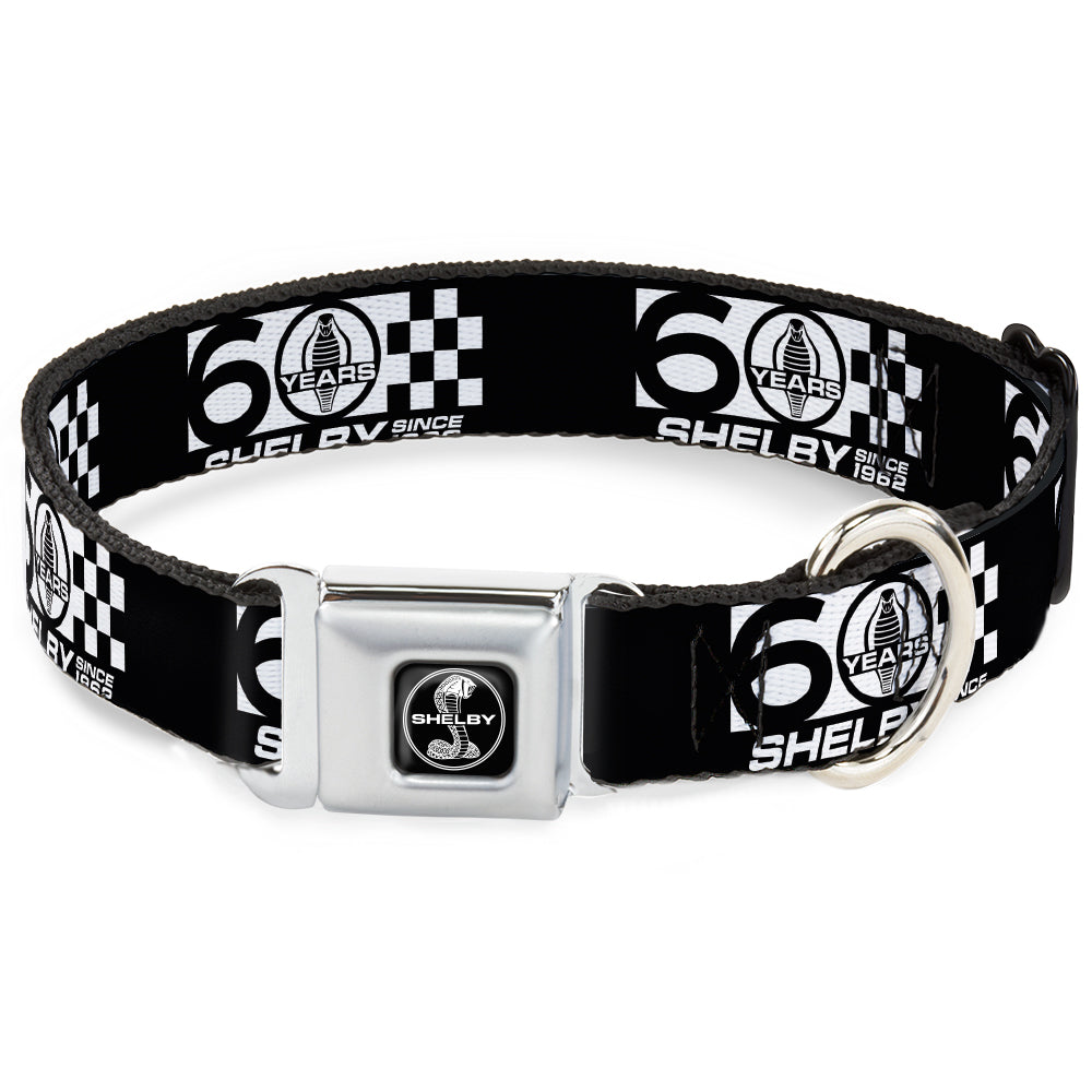 SHELBY Tiffany Split Full Color Black/White Seatbelt Buckle Collar - SHELBY 60 YEARS SINCE 1962 Checker Black/White Dog Collars Seatbelt Buckle Shelby