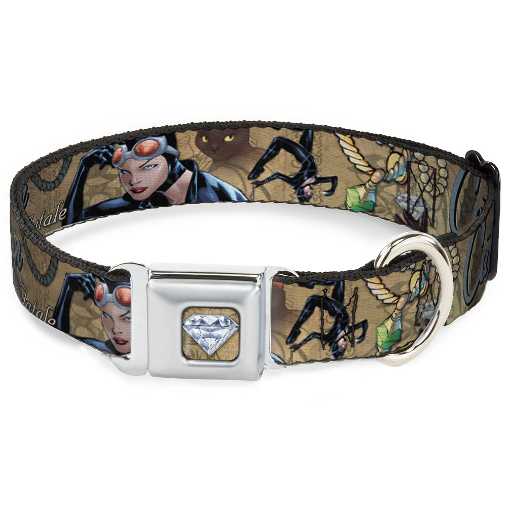 Catwoman Diamond Full Color Tans Seatbelt Buckle Collar - CATWOMAN-NINE LIVES OF A FELINE FATALE Pose2/Jewelry/Black Cat Tans Dog Collars Seatbelt Buckle DC Comics