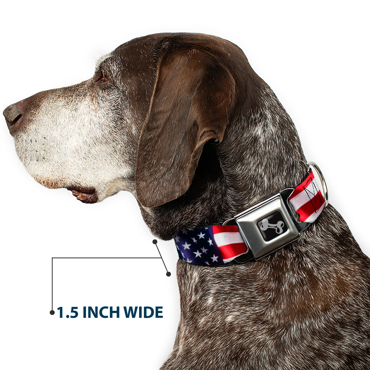 Dog Bone Seatbelt Buckle Collar - American Flag Vivid CLOSE-UP Dog Collars Seatbelt Buckle Buckle-Down