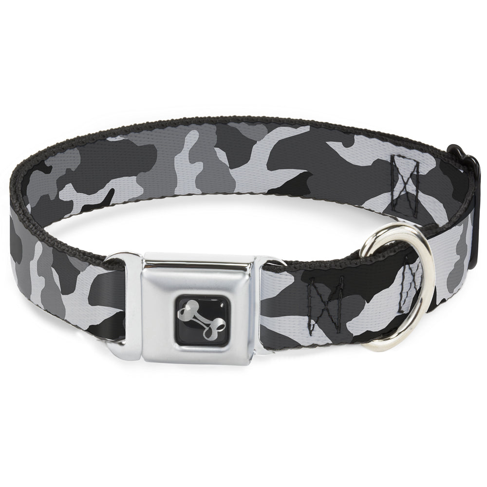Dog Bone Seatbelt Buckle Collar - Camo White Dog Collars Seatbelt Buckle Buckle-Down