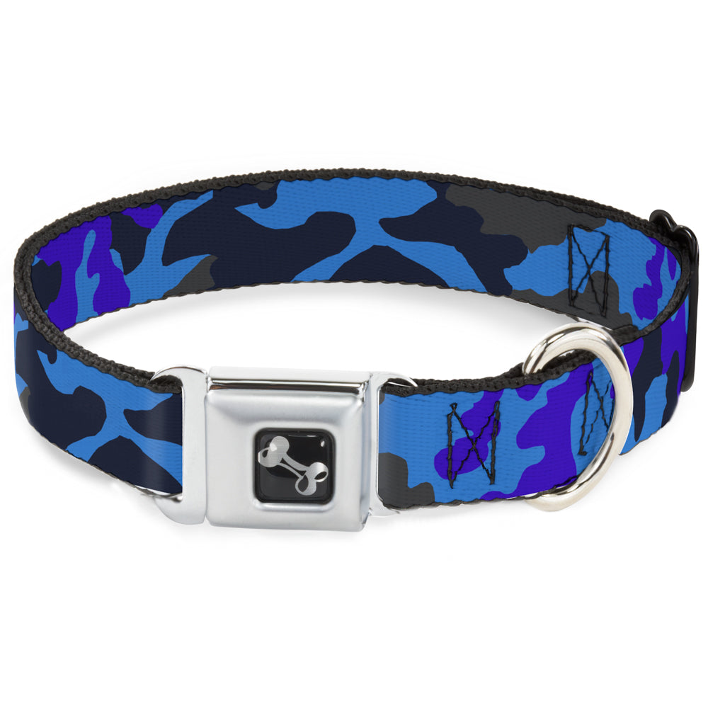 Dog Bone Seatbelt Buckle Collar - Camo Blue Dog Collars Seatbelt Buckle Buckle-Down
