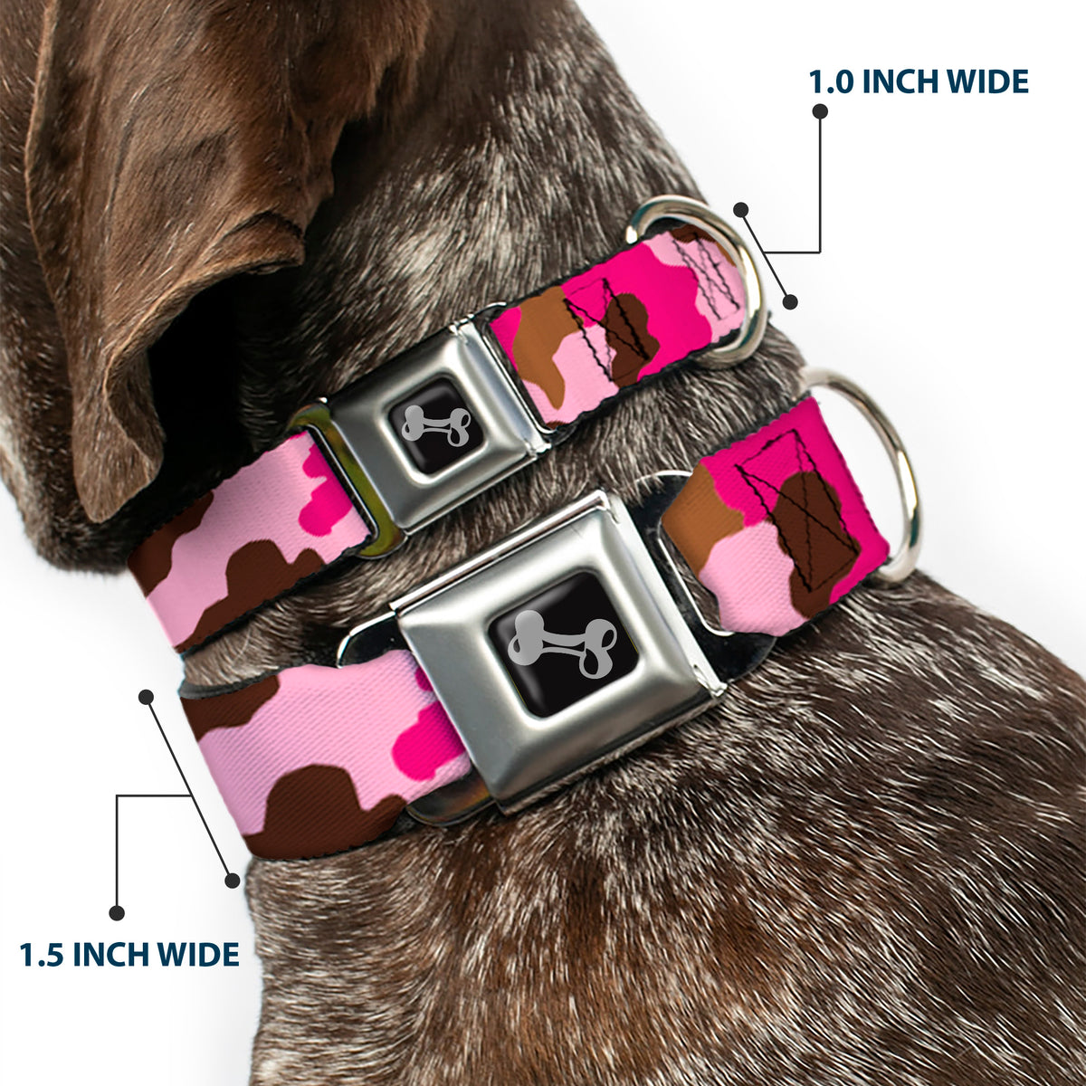 Dog Bone Seatbelt Buckle Collar - Camo Pink Dog Collars Seatbelt Buckle Buckle-Down