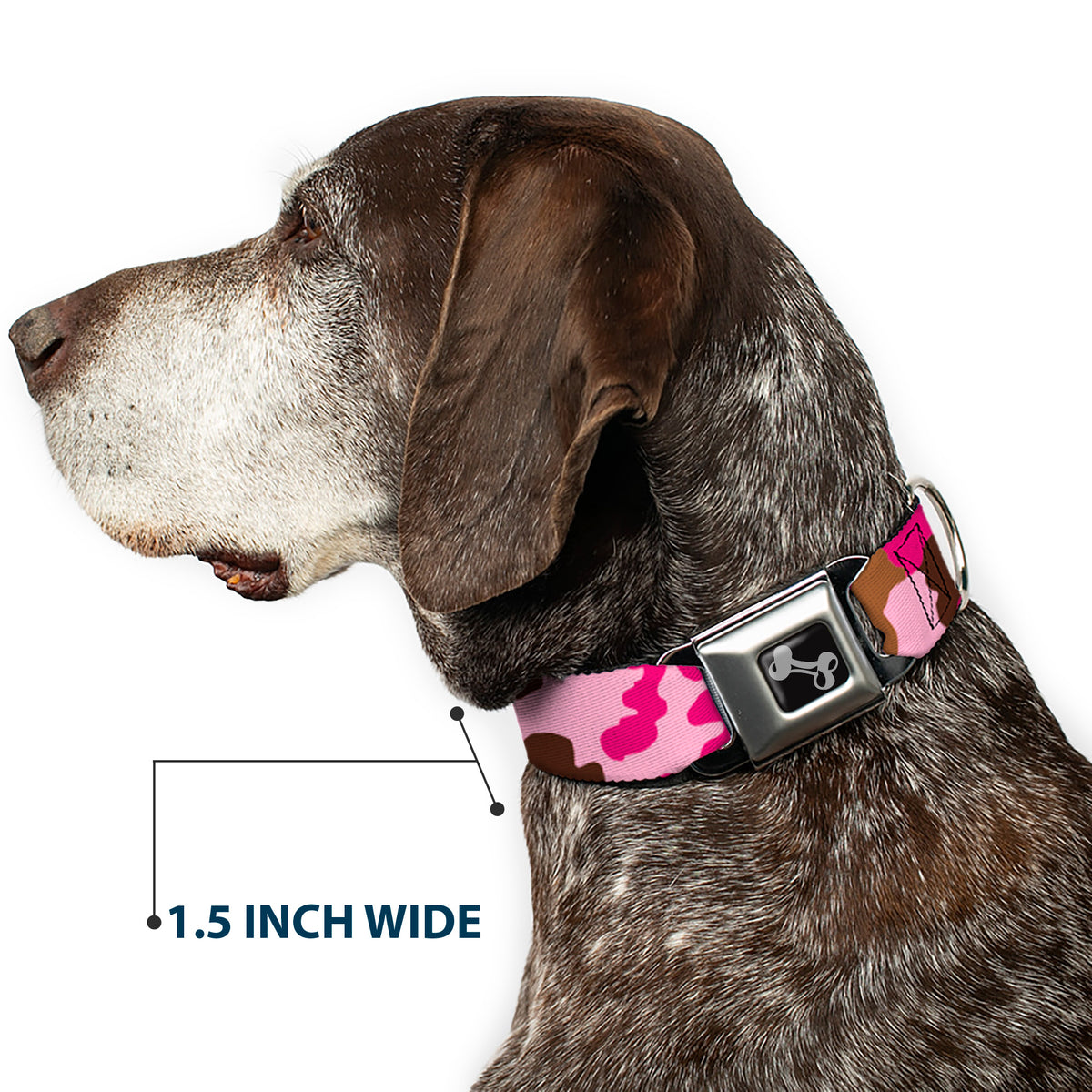 Dog Bone Seatbelt Buckle Collar - Camo Pink Dog Collars Seatbelt Buckle Buckle-Down