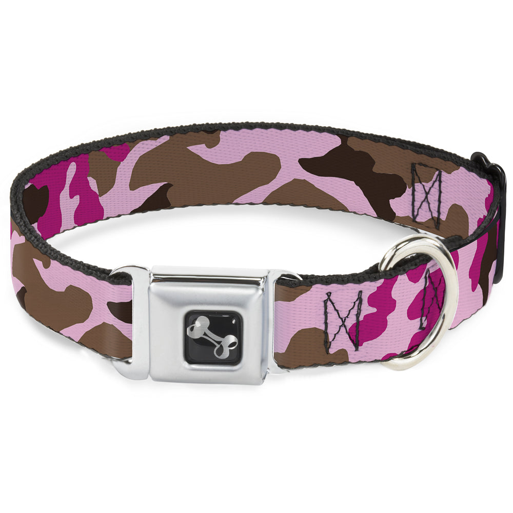 Dog Bone Seatbelt Buckle Collar - Camo Pink Dog Collars Seatbelt Buckle Buckle-Down