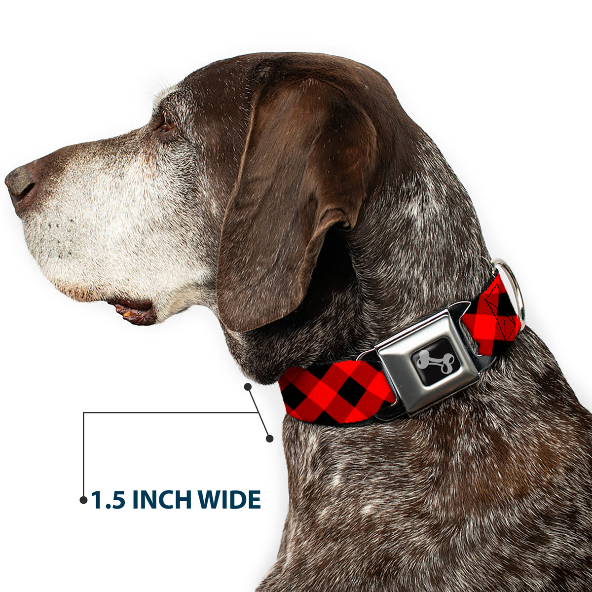 Dog Bone Seatbelt Buckle Collar - Diagonal Buffalo Plaid Black/Red Dog Collars Seatbelt Buckle Buckle-Down