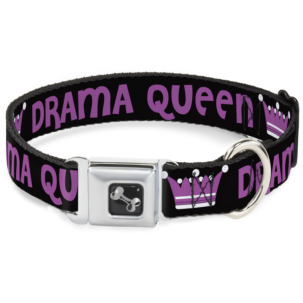 Dog Bone Seatbelt Buckle Collar - DRAMA QUEEN Black/Fuchsia Dog Collars Seatbelt Buckle Buckle-Down