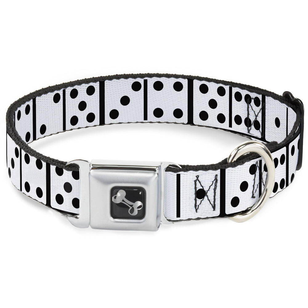 Dog Bone Seatbelt Buckle Collar - Dominoes Black/White/Black Dog Collars Seatbelt Buckle Buckle-Down