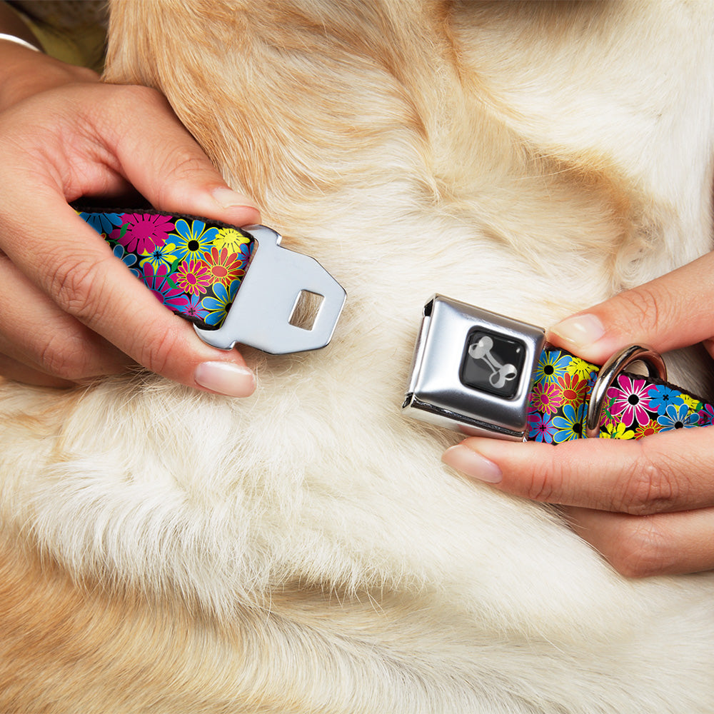 Dog Bone Seatbelt Buckle Collar - Flower Blossom Dog Collars Seatbelt Buckle Buckle-Down